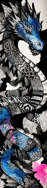 Free dragon bookmark featuring a blue-faced dragon